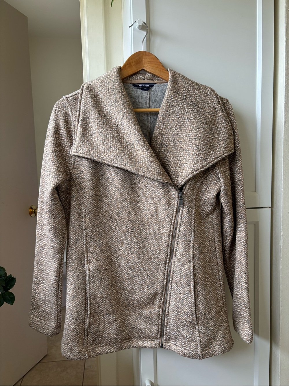 Lands’ End Sweater Fleece Asymmetrical Jacket